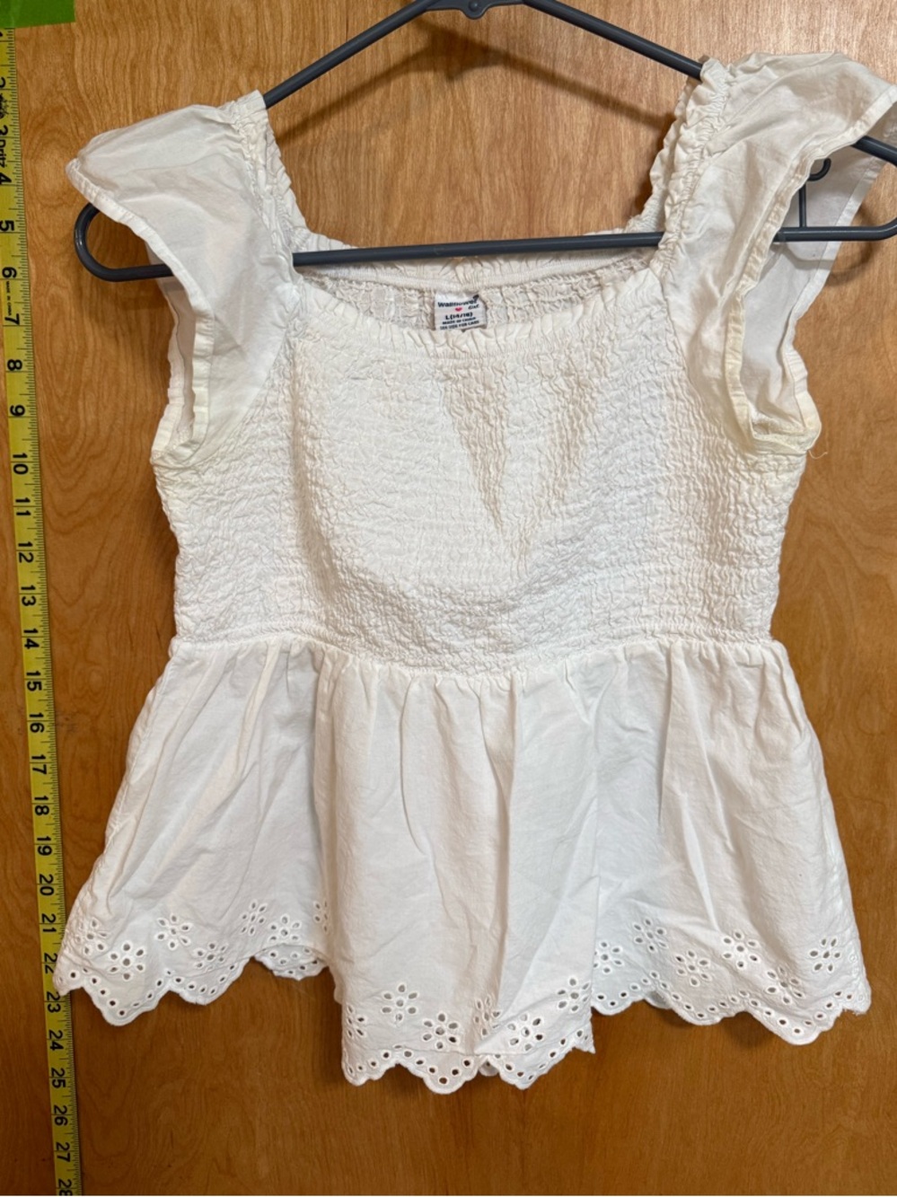 Wallflower White Smocked Eyelet Peplum Camisole